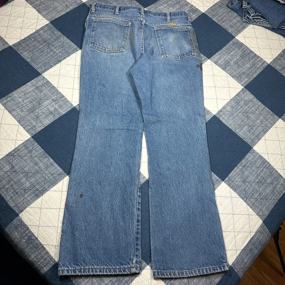 Vintage 70s BANDO Rustler Blue Denim Jeans Distressed Workwear 34x30 Costa Rica